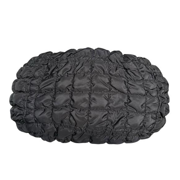 Black Quilted Puffer Shoulder Crossbody Hobo Bag - Picture 8 of 11